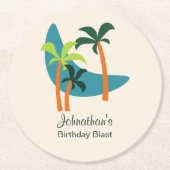 Mittelalterliches Party Moderne Palmenoase Runder Pappuntersetzer (Vorderseite)