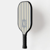 Mittelalterliches Polo Striping Dove Gray Monogram Pickleball Schläger (Links)