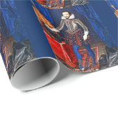 Mittelalterliches Portrait Wrapping Paper Geschenkpapier (Rolleneckpunkt)