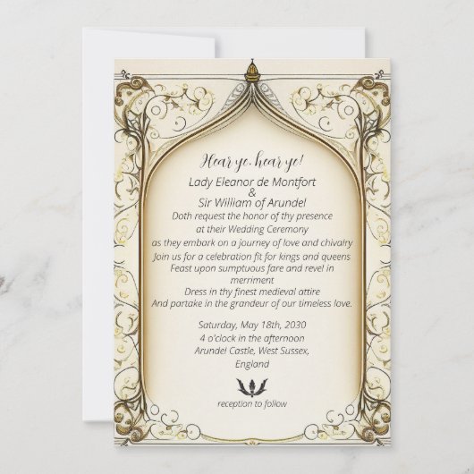 Mittelalterliches Renaissancefantasieparkett Einladung (Vorderseite)
