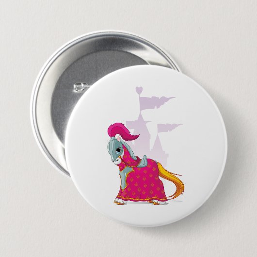 Mittelalterliches Ritterpferd in Armor Fantasie Button (Vorne & Hinten)