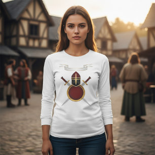 mittelalterliches Ritterwappen Helm Schwerter Schi T-Shirt