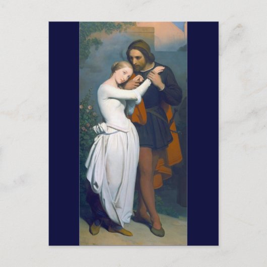 Mittelalterliches romanisches Paar Postkarte (Vorderseite)