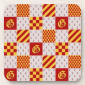 Mittelalterliches Rotgelbvair Ermine Heraldisches  Getränkeuntersetzer (Vorderseite)