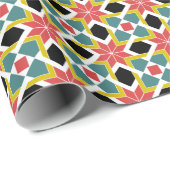 Mittelalterliches Rotgrünes Schwarzes Kreuzmuster Geschenkpapier (Rolleneckpunkt)