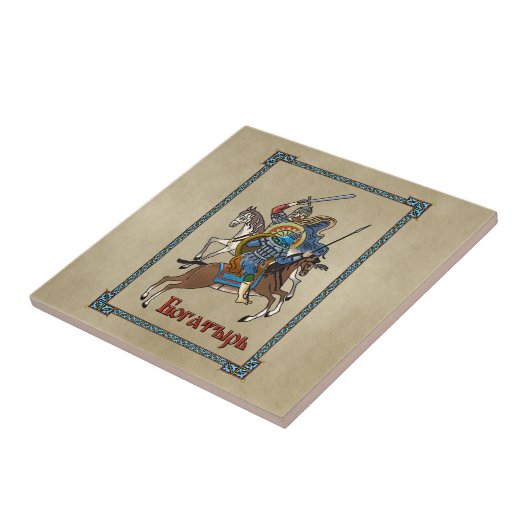 Mittelalterliches Russisches Bogatyr Fliese (Seite)