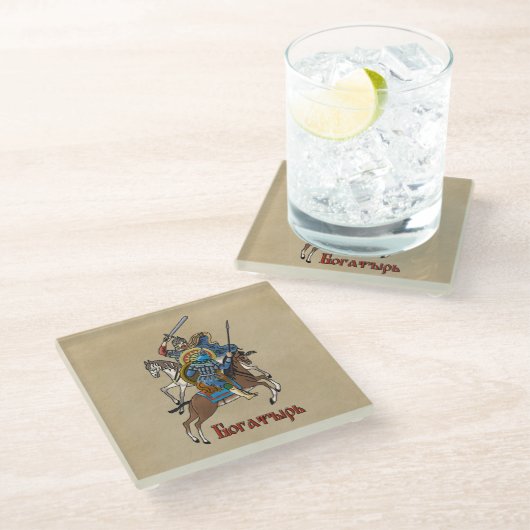 Mittelalterliches Russisches Bogatyr Glasuntersetzer (Schrägansicht)