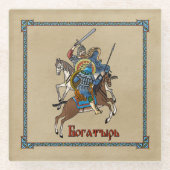 Mittelalterliches Russisches Bogatyr Glasuntersetzer (Vorderseite)