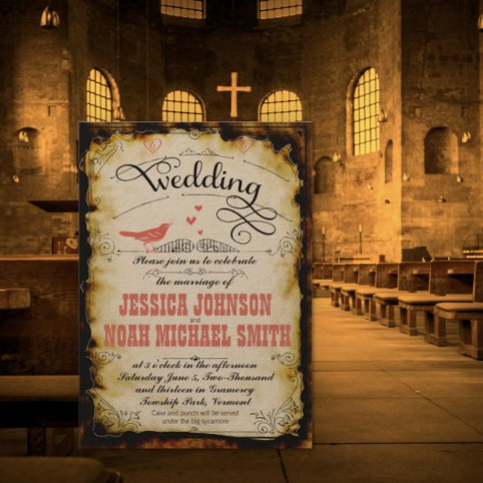 Mittelalterliches Rustikales Vintages Korallengebi Einladung