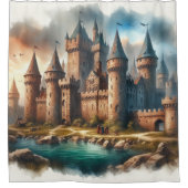 Mittelalterliches Schloss am Lago Maggiore Duschvorhang (Vorderseite)