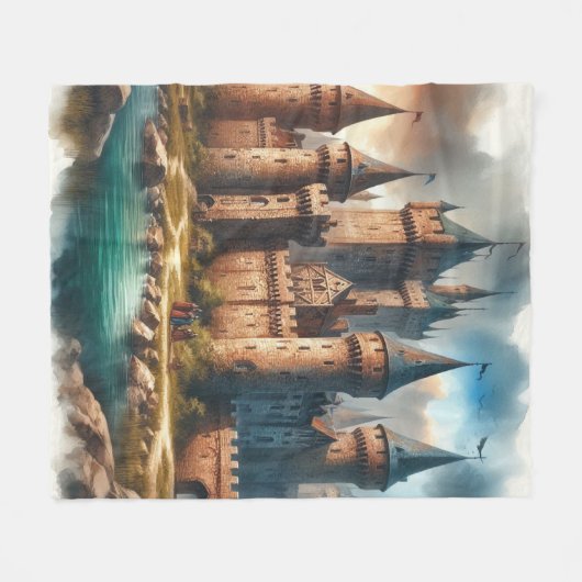 Mittelalterliches Schloss am Lago Maggiore Fleecedecke (Vorderseite (Horizontal))