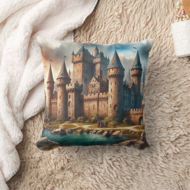 Mittelalterliches Schloss am Lago Maggiore Kissen (Decke)