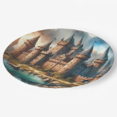 Mittelalterliches Schloss am Lago Maggiore Pappteller (Schrägansicht)