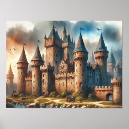 Mittelalterliches Schloss am Lago Maggiore Poster