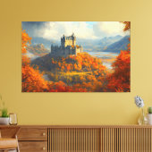 Mittelalterliches Schloss auf dem Hügel Leinwanddruck (Insitu (Wohnzimmer))