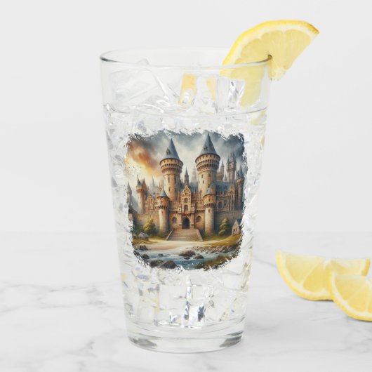 Mittelalterliches Schloss bei Sonnenuntergang mit Glas (Rückseite Ice)