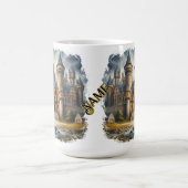 Mittelalterliches Schloss bei Sonnenuntergang mit  Kaffeetasse (Mittel)