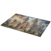 Mittelalterliches Schloss bei Sonnenuntergang mit Schneidebrett (Ecke)