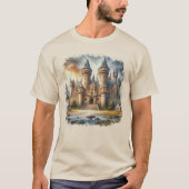 Mittelalterliches Schloss bei Sonnenuntergang mit T-Shirt (Vorderseite)