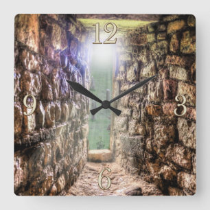 Mittelalterliches Schloss Cardiff Window, Wales, V Quadratische Wanduhr