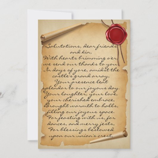 Mittelalterliches Scroll Wax Siegel Hochzeit Danke (Vorderseite)