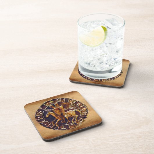 Mittelalterliches Siegel der Tempelritter Getränkeuntersetzer (Rechte Seite)