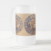 Mittelalterliches Siegel der Tempelritter Mattglas Bierglas (Vorderseite Links)