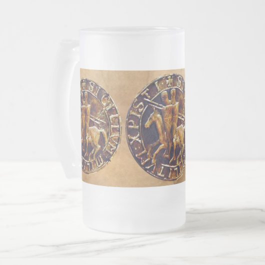 Mittelalterliches Siegel der Tempelritter Mattglas Bierglas (Vorderseite Links)