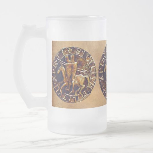 Mittelalterliches Siegel der Tempelritter Mattglas Bierglas (Links)