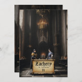 *~* Mittelalterliches Thema AP88 2 KNIGHTS Geburts Einladung (Vorne/Hinten)