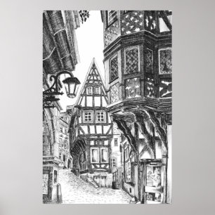 Mittelalterliches Townscape Poster