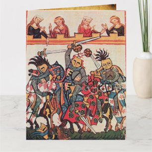 MITTELALTERLICHES TURNIER, KÄMPFENDE RITTER UND DA KARTE