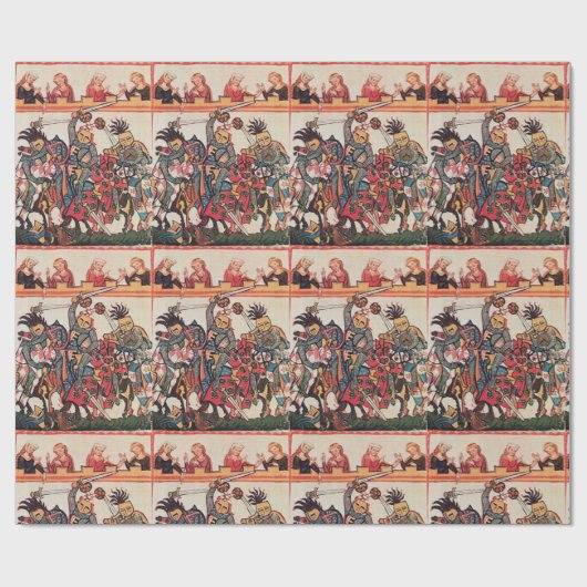 MITTELALTERLICHES TURNIER-KÄMPFENDE RITTER UND GESCHENKPAPIER (Flach)