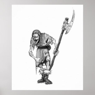 Mittelalterliches Untotes Fantasy-Monster Zeichne Poster