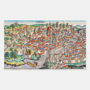 Mittelalterliches Wahrzeichen von Florenz in Itali Rechteckiger Aufkleber