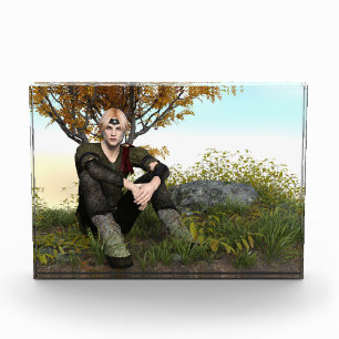 Mittelalterliches Waldprinz-Fantasieporträt Fotoblock