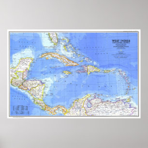 " Mittelamerika und Westindien: Detaillierte MAP 1 Poster