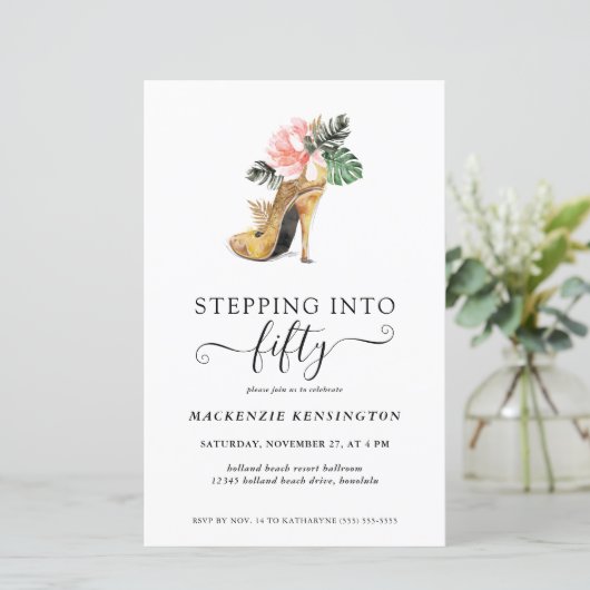 Mittelaufstockung für 50 Blumengolden-Heels Geburt (Stehend Vorderseite)