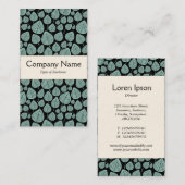 Mittelband - Blätter - Blau grün auf schwarz Visitenkarte (Vorne/Hinten)