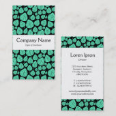 Mittelband - Blätter - Türkis auf Schwarz Visitenkarte (Vorne/Hinten)