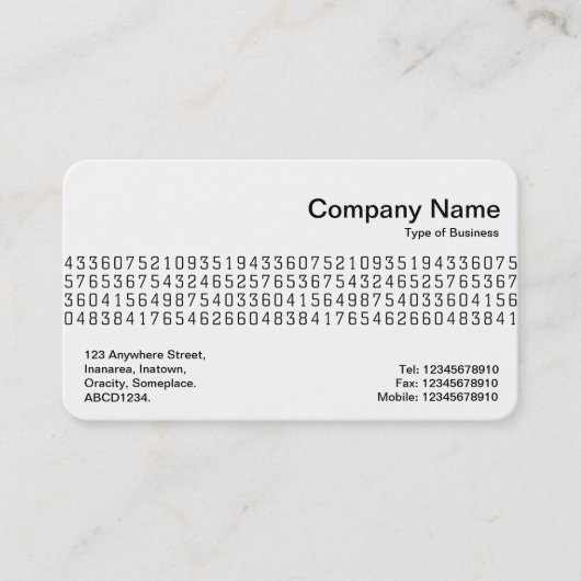 Mittelband - Zufallszahlen Visitenkarte (Vorderseite)