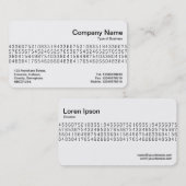 Mittelband - Zufallszahlen Visitenkarte (Vorne/Hinten)