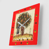 MITTELBARE MINIATUR FÜR POMEGRANATE BAUM, Edelstei Quadratische Wanduhr (Winkel)