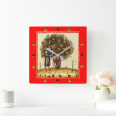 MITTELBARE MINIATUR FÜR POMEGRANATE BAUM, Edelstei Quadratische Wanduhr (Zuhause)