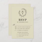 Mittelbeige Einfache, elegante Monogram-UAWG und M RSVP Karte (Vorne/Hinten)