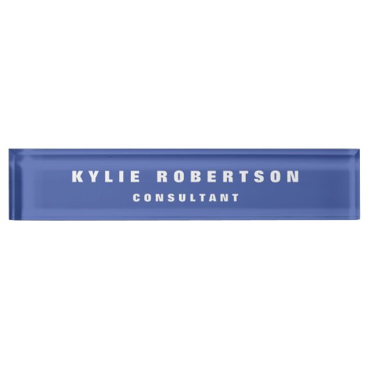 Mittelblau Beruflich Trendy Modern Namensplakette (Vorderseite)