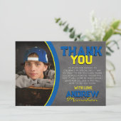 Mittelblau Gelbe Halbpension Grad Dankeschön Karte (Stehend Vorderseite)