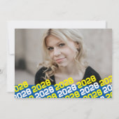 Mittelblau-gelbes Foto Abschluss Ankündigung (Rückseite)