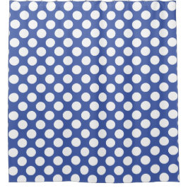 Mittelblau: Grosses weißes Polka Dot Muster Duschvorhang