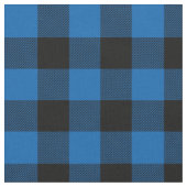 Mittelblau und schwarz Buffalo Kariert Stoff (Nahaufnahme)